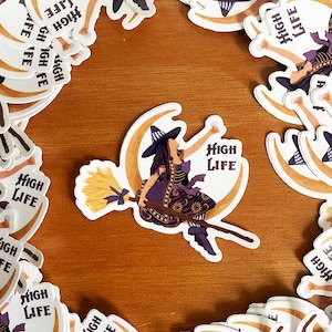 Miller High Life Witch Sticker - Great for Halloween, Spooky Season, Witches, and Beer Lovers