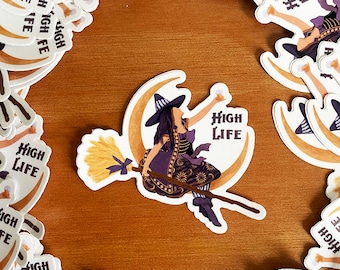 Miller High Life Witch Sticker - Great for Halloween, Spooky Season, Witches, and Beer Lovers