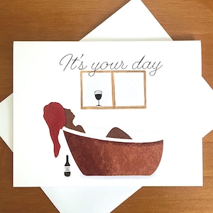 Tarjeta de cumpleaños con bañera: ¡ideal para ocasiones especiales, celebraciones y relajación merecida!