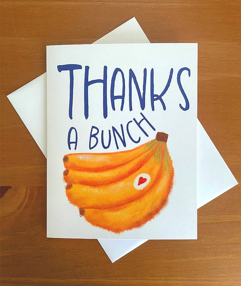 Thanks a Bunch - Banana Bunch Thank You Card - Etsy