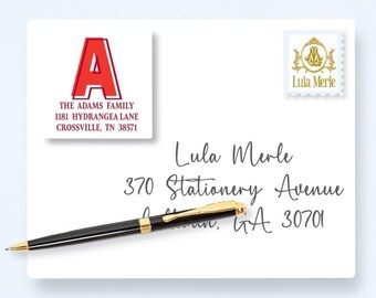 Monogram Address Labels: Personalized Family Return Stickers | Large 2x2 Stationery Gift Tags