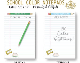 Teacher Parent Stationery Notepad | Pencils School Colors Memo Pad | Mom Notes  (Large 5.5x8.5)