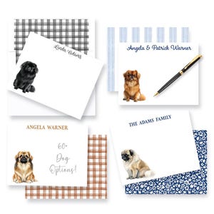 Pekingese Peekapoo Dog Notecards: Personalized Dog Breed Stationery | Thank You Note Cards