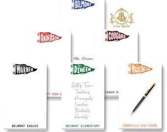 Teacher Stationery Notepad: School Pennant Flag Memo Pad | Coach Principal Gift  (Large 5.5x8.5)