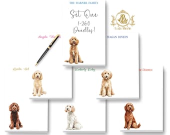 Doodle Dog Stationery Notepad | SET ONE | Poodle Mix Breed Memo Note Pad  (Large 5.5x8.5)