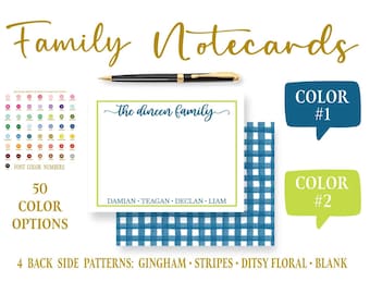 Family Name Stationery Notecards | Colorful Border Thank You Note Cards | Personalized Housewarming Gift