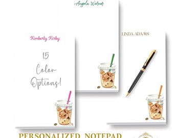 Iced Coffee Stationery Notepad | To Go Cup Colored Straw | Large Memo Note Pad 5.5x8.5