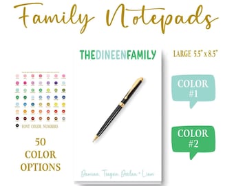 Family Names Stationery Notepad | Personalized Housewarming | Colorful Memo Pad (Large 5.5 x 8.5 inches)