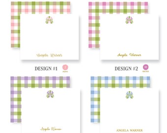 Plaid Stationery Notecards:  Personalized Monogram Gift | Gingham Thank You Note Cards