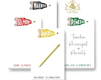 School Stationery Notepad: Pencil Pennant Flag Memo Pad | Coach Principal Teacher Parent  (Large 5.5x8.5)