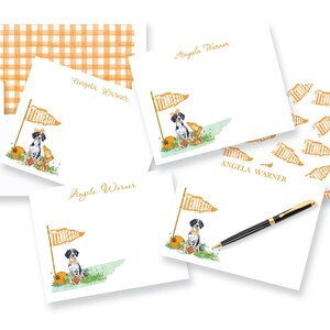 PERSONALIZED Tennessee STATIONERY NOTECARDS: University College Graduation Gift  | Vols Dog Mascot Football Pennant Flag Thank You Note Card