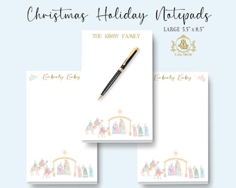 Christmas Nativity Stationery Notepad | Baby Jesus Manger Memo Pad | Religious Holiday Gift  (Large 5.5x8.5)