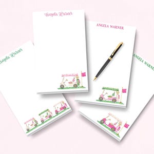 PERSONALIZED NOTEPAD: Preppy Golf Cart To Do List Maker | Palm Beach Country Club | Girls Trip Vacation | Retirement Gift | Large 5.5x8.5