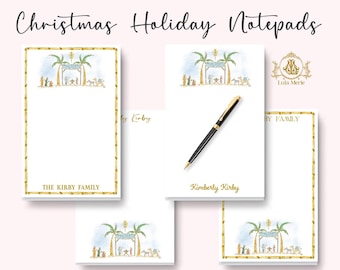 Christmas Nativity Stationery Notepad | Baby Jesus Manger Memo Pad | Religious Holiday Gift  (Large 5.5x8.5)