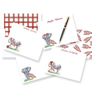 PERSONALIZED Alabama STATIONERY NOTECARDS: University College Graduation Gift  | Elephant Mascot Football Pennant Flag Thank You Note Card