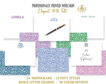 Ditsy Floral Stationery Notecards: Personalized Monogram | Colorful Thank You Note Cards