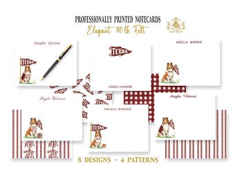 Texas Stationery Notecards: University College Graduation Thank You Note Card | A&M Aggies Collie Dog Mascot Gift