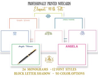 Monogram Stationery Notecards: Personalized Thank You Note Cards | Single Classic Border