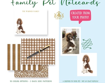 Custom Pet Portrait Stationery Notecards | Dog Cat Thank You Note Cards | Family Personalized Gift