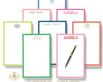 Colorful Border Monogram Notepad: Personalized Stationery | Large Memo Note Pad 5.5x8.5