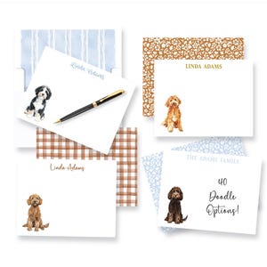 Personalized Doodle Dog Notecards: Watercolor Family Pet Stationery