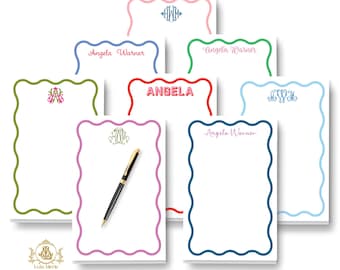 Scallop Border Monogram Notepad: Personalized Stationery | Large Memo Note Pad 5.5x8.5