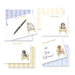 Doodle Dog Breed Stationery Notecards: Personalized Family Pet Thank You Notes