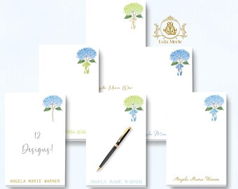 Hydrangea Stationery Notepad: Personalized Gift | Cottage Coastal Memo Note Pad (Large 5.5x8.5)