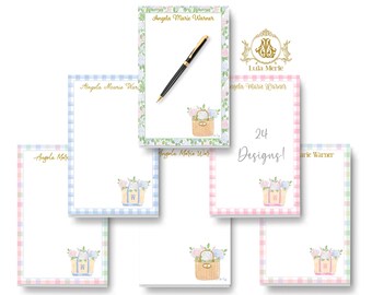 Hydrangea Stationery Notepad: Personalized Gift | Cottage Coastal Memo Note Pad (Large 5.5x8.5)