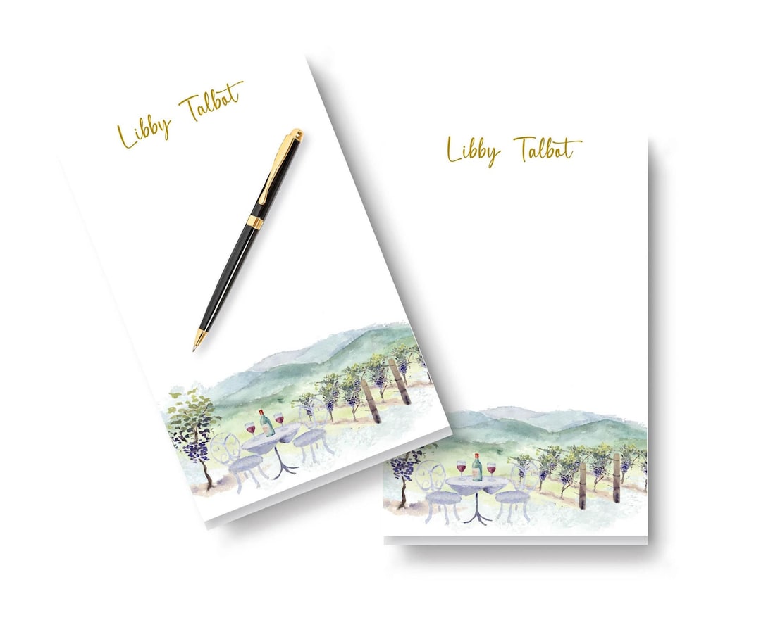Personalized Wine Vineyard Notepad: Stationery Gift | Large Memo Note ...