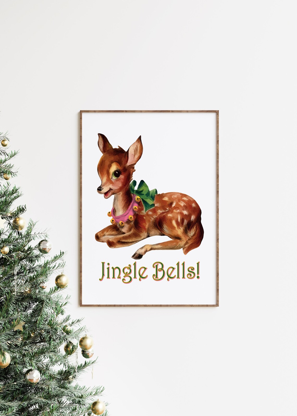 Retro Christmas Reindeer Printable Art Vintage Holiday - Etsy