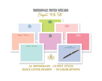 Scallop Monogram Notecards: Personalized Stationery | Classic Thank You Note Cards