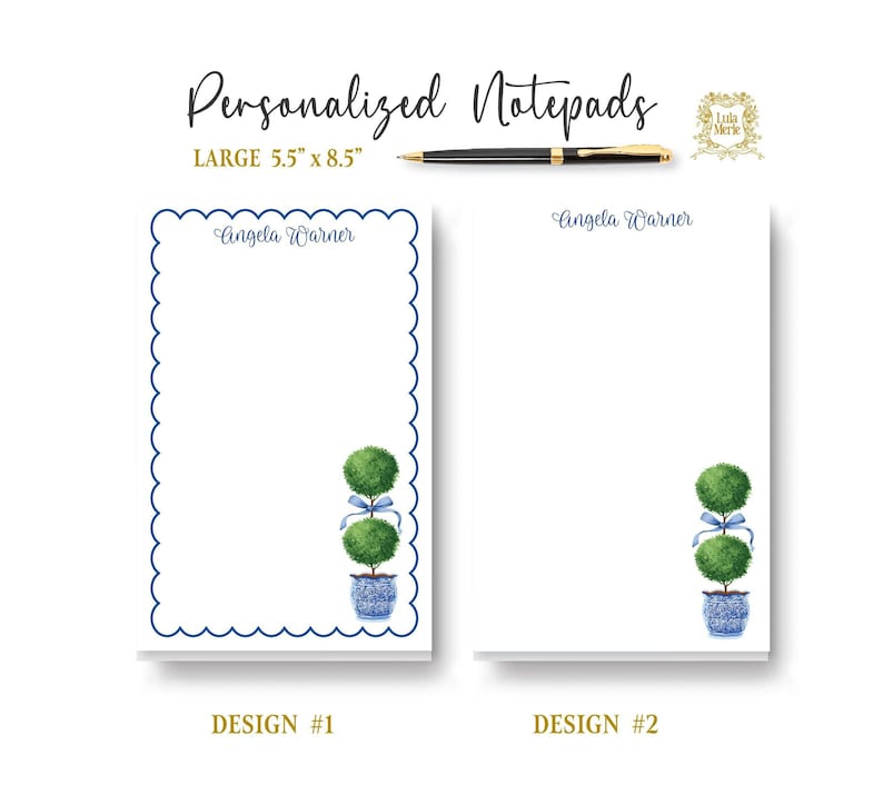 Secretary Notepad Personalized Boxwood Topiary Notepad: Chinoiserie Stationery Gift ...
