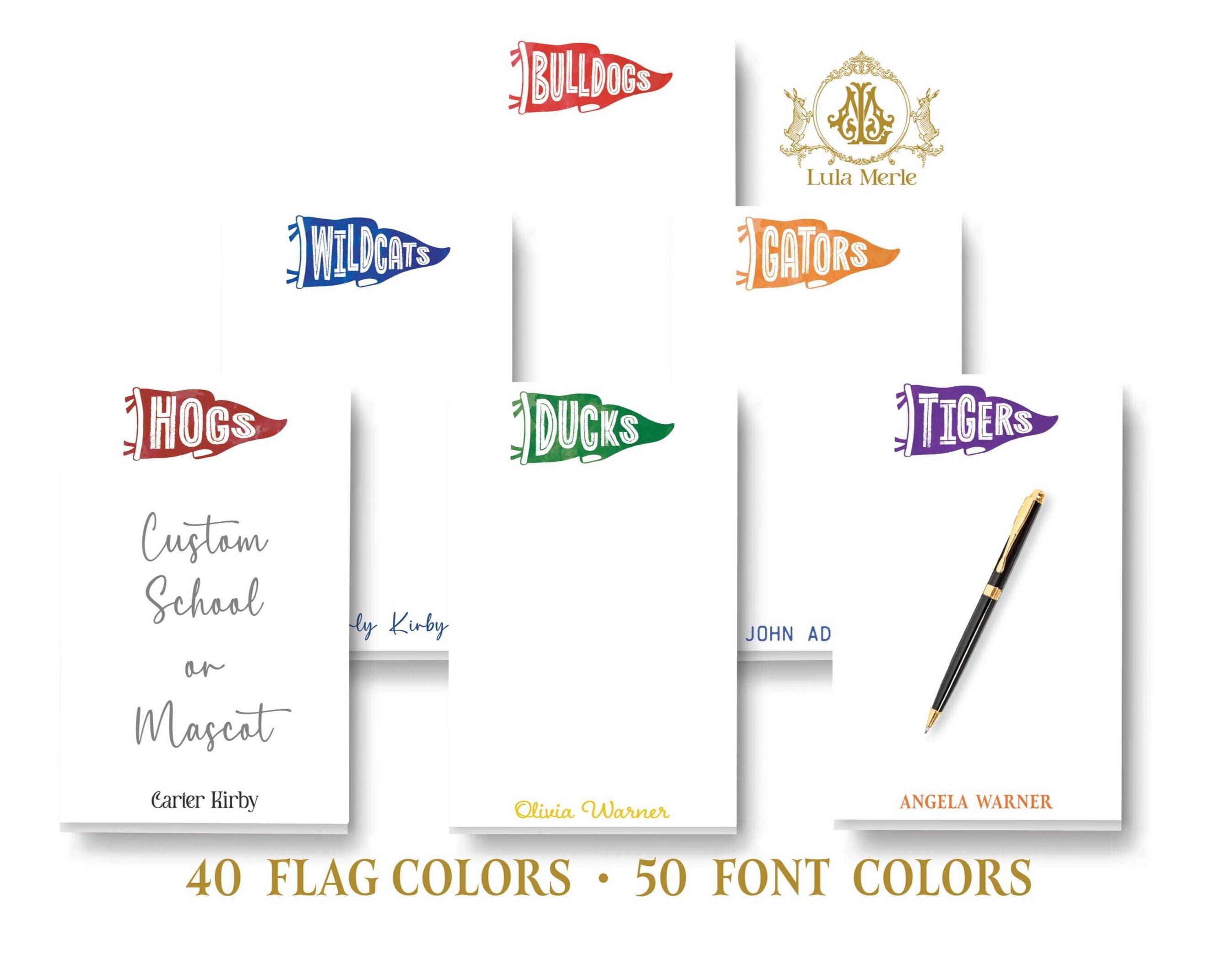 School Pennant Flag Stationery Notepad: University College Memo Note Pad, Graduation Gift (Large 5.5 x 8.5)