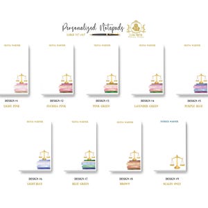 Personalized Notepad, Scales of Justice, Pretty Watercolor Book Stack, Attorney, Paralegal, Judge, Law Student Gift, Professor Teacher, Custom To Do List, List Maker, Planner Desk Note Jotter, Large Office Organization, Preppy Graduation Gift, Celebration Congratulations, Secretary Assistant, Modern Girly Books
