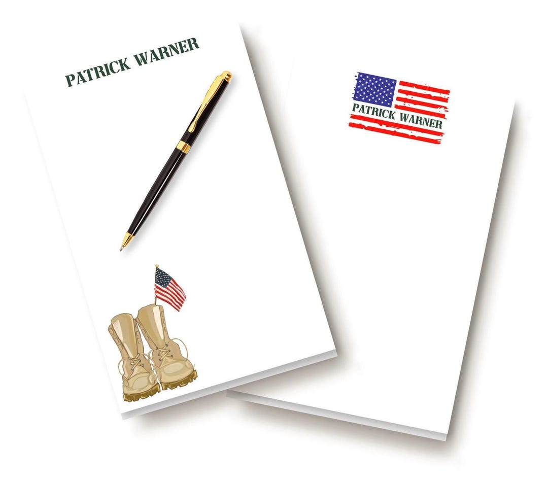 Personalized Notepad Military Personalized Military Family Notepad: USA American Pride Stationery ...