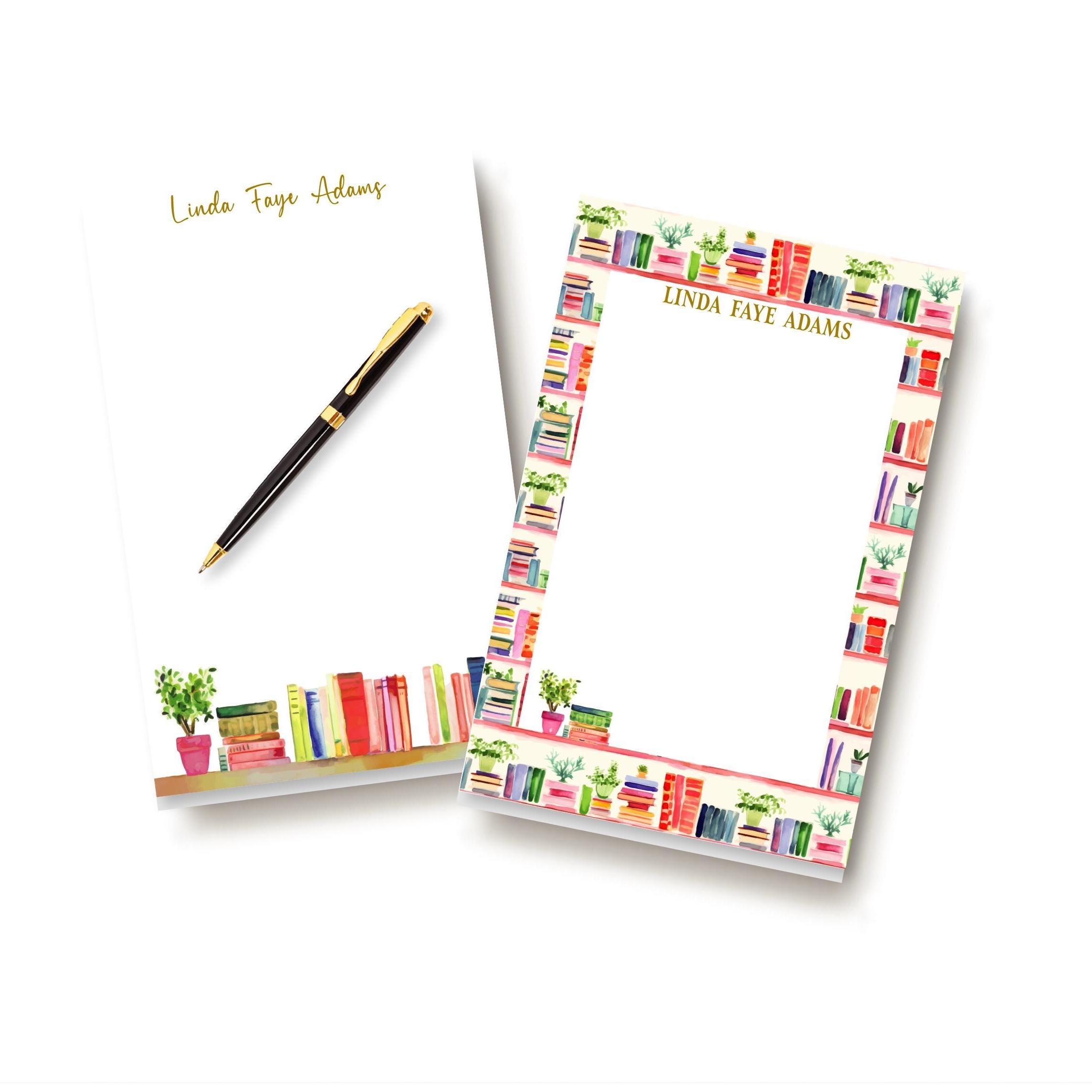 Personalized Bookshelf Notepad: Book Stacks Stationery Gift | Large ...
