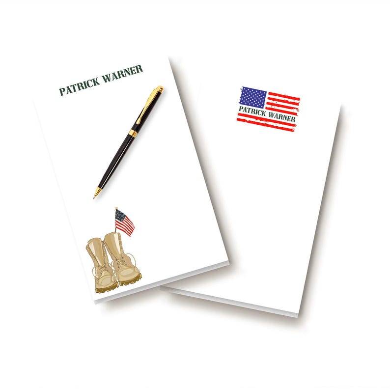 Personalized Military Notepad: Soldier Gift, American Pride (5.5x8.5 ...