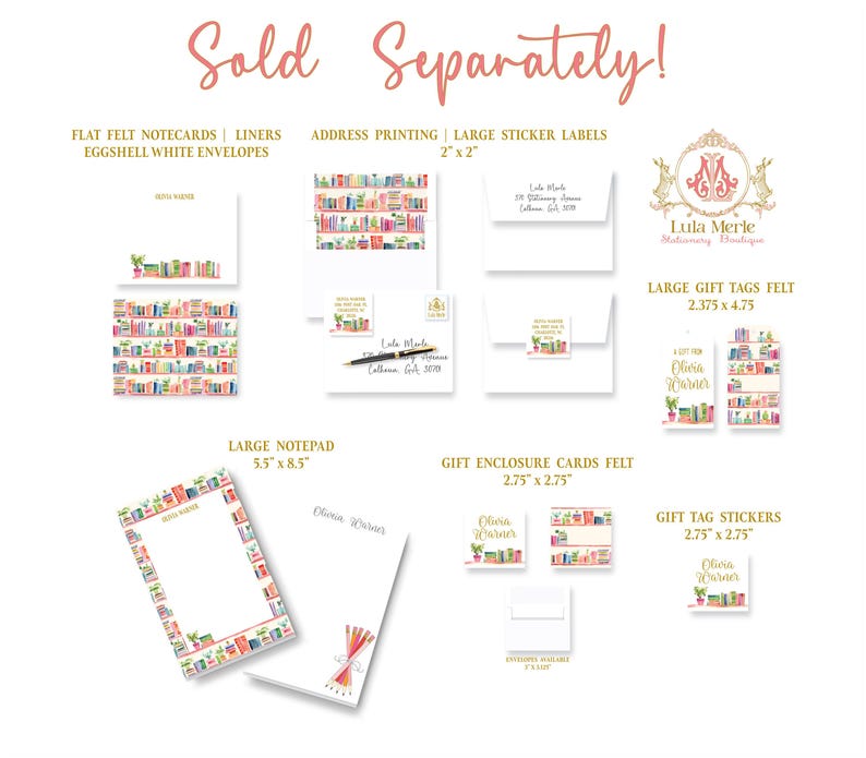Secretary Notepad Personalized Bookshelf Notepad: Book Stacks Stationery Gift | Large ...