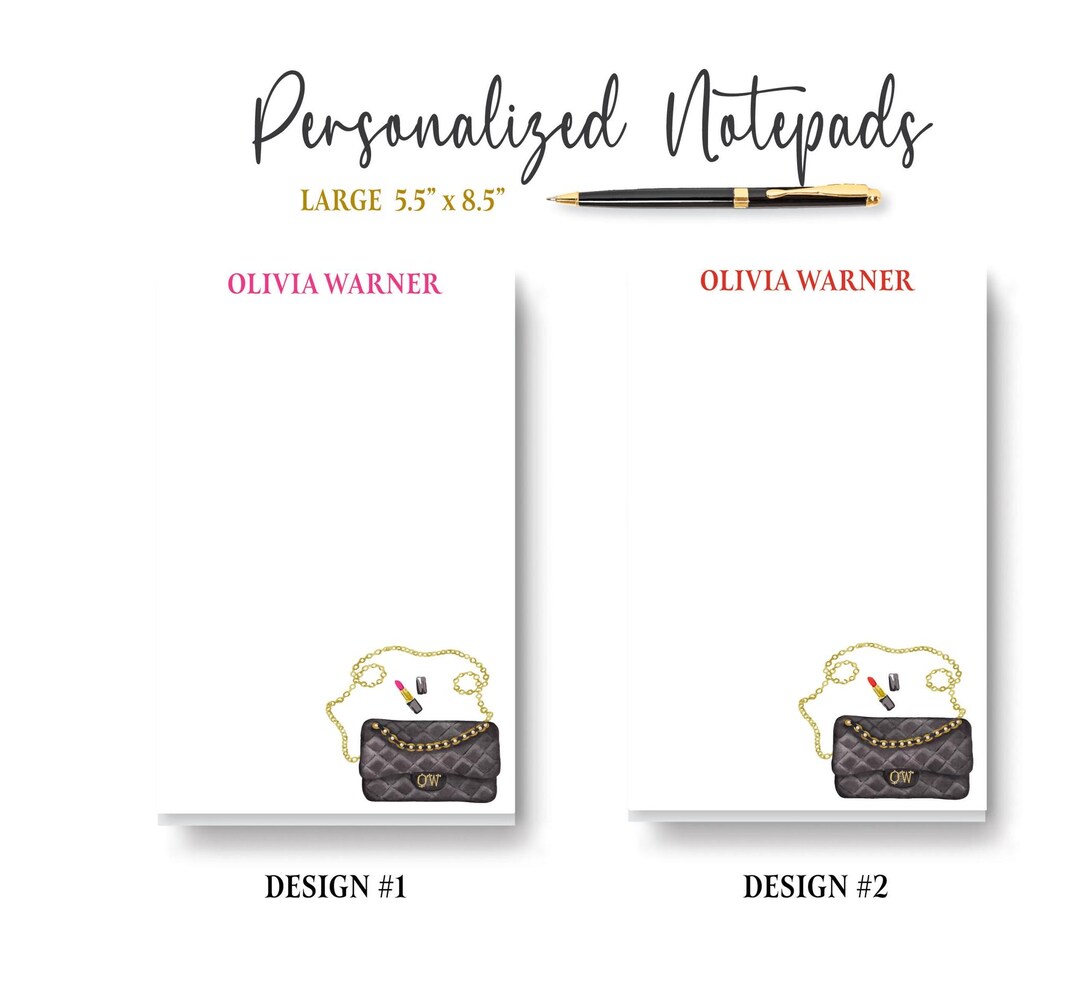 Pattern For Handbag Notepad Personalized Fashion Handbag Notepad: Custom Monogram to Do List - Etsy