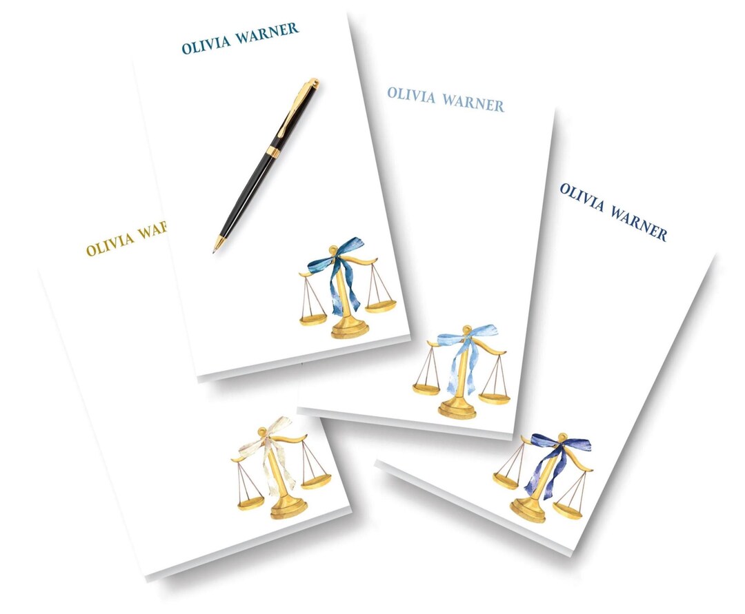 Personalized Lawyer Notepad: Scales of Justice With Bow Stationery Gift ...
