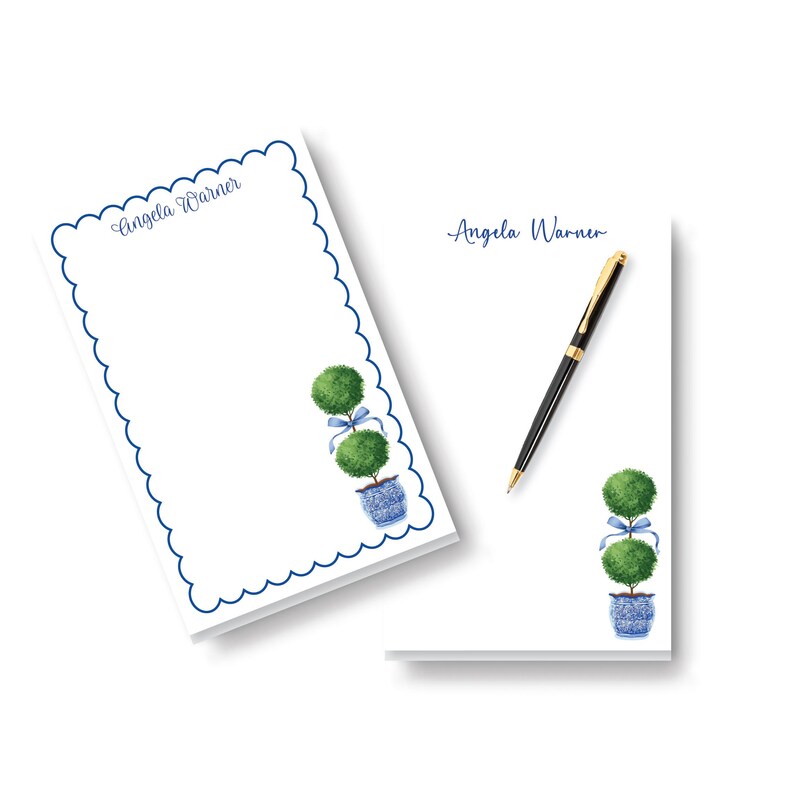 Secretary Notepad Personalized Boxwood Topiary Notepad: Chinoiserie Stationery Gift ...