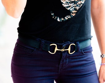 HYDE Collection Black Leather Belt, Vintage, Equestrian, XL  display picture 3