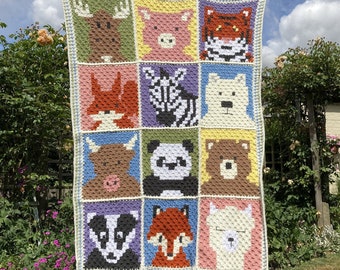 Animal crochet pattern - C2C blanket - mix and match - corner to corner