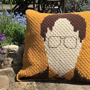 Dwight Schrute cushion crochet pattern - The Office - PDF corner to corner crochet pattern - C2C graphgan