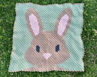 Bunny crochet pattern - C2C baby blanket - corner to corner