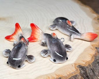 Redtail Catfish (One Charm), Handmade Polymer Clay; Kawaii Pendant