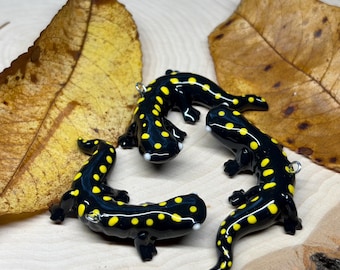 Yellow Spotted Salamander (One Charm), Handmade Polymer Clay; kawaii pendant