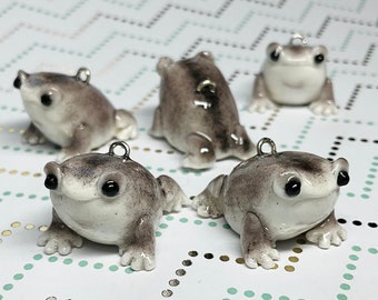 Toad Frog Brown Charm Pendant for Necklace Jewelry Beading; Animal Kawaii Cute Star Handmade Polymer clay (one charm)