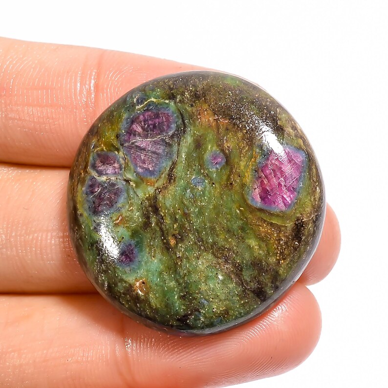 Top Grade Quality Size 32X32X7 mm A-2021 Stunning 100/% Natural Ruby Fuchsite Round Shape Cabochon Loose Gemstone 63 Ct For Making Jewelry